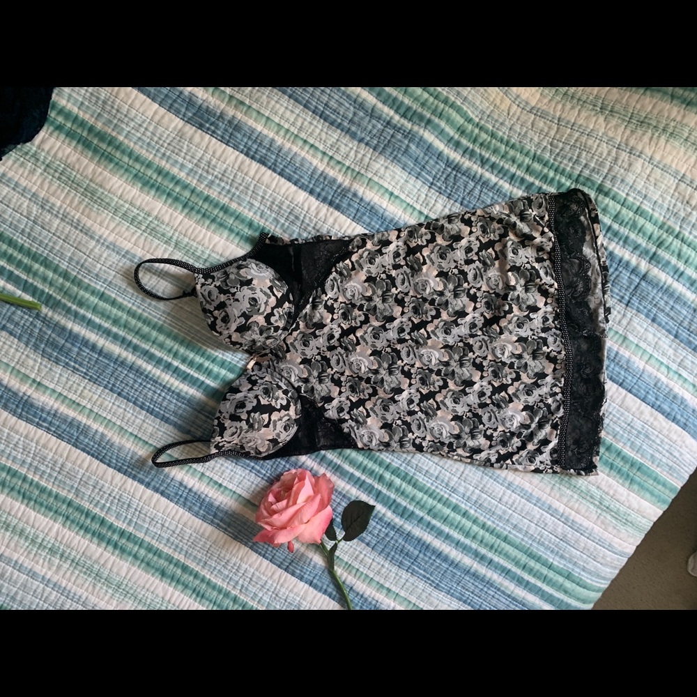 Very sexy babydoll lingerie touch of pink and gray